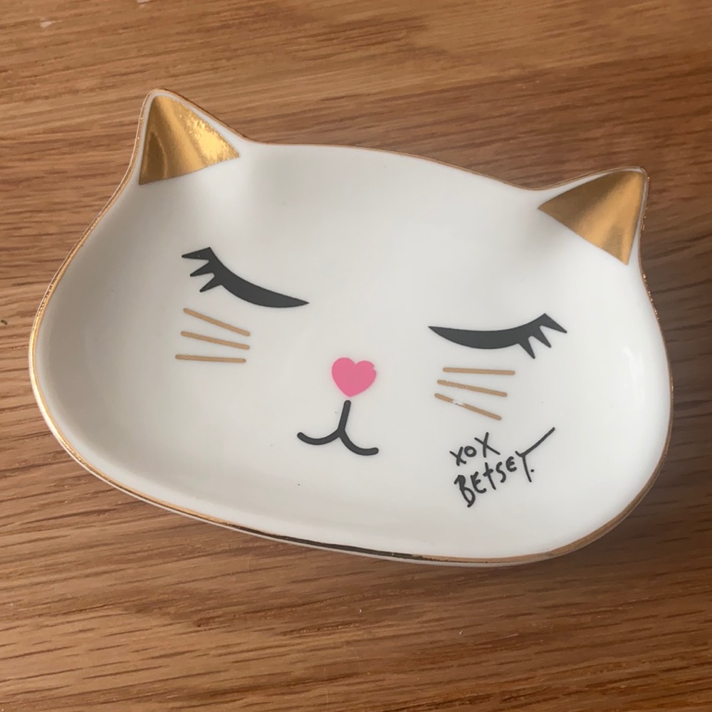BETSY JOHNSON kitty cat Ring Ceramic dish